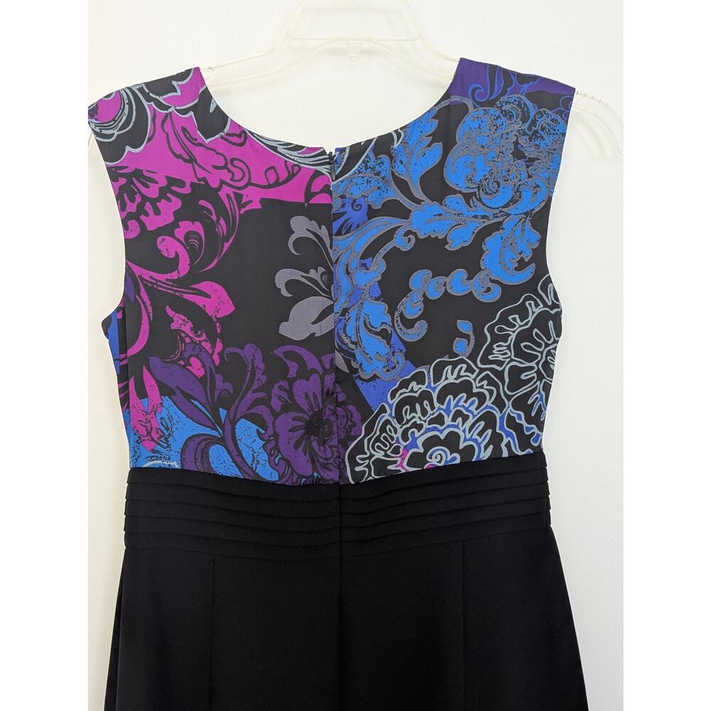 Tahari Arthur S Levine Dress Size 6 Black Floral Sleeveless Sheath Cocktail - Picture 5 of 7